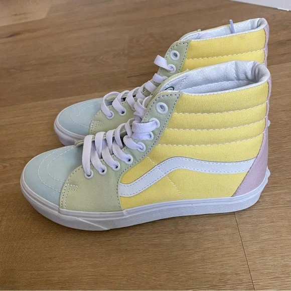 Pastel yellow high top vans hotsell